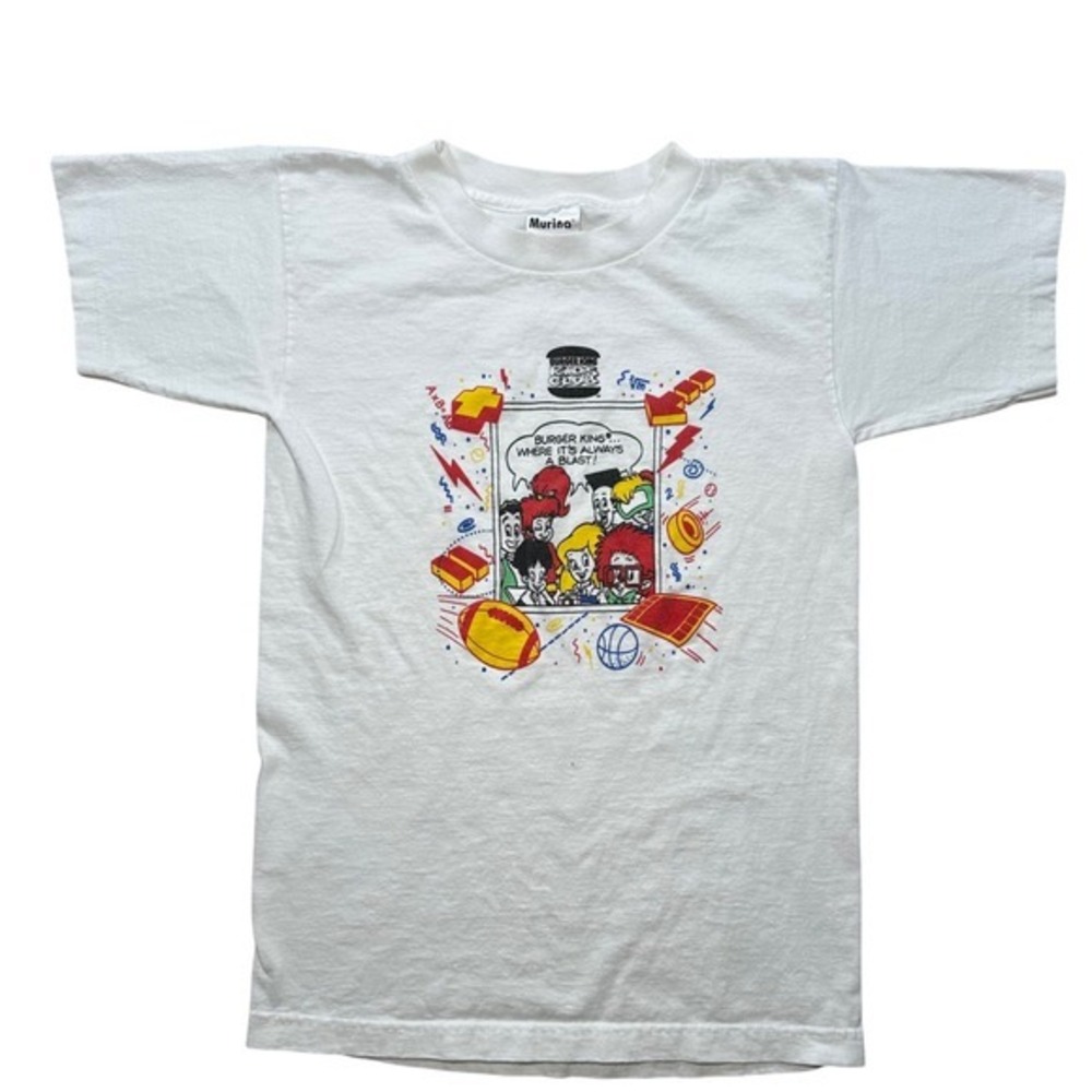 Vintage 90s Burger King Kids Club Shirt Murina White USA Youth‎ Promo Large